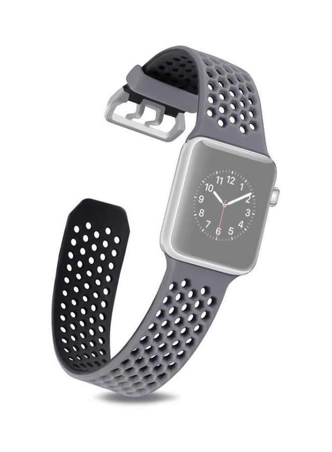 NIBEMINENT Replacement Strap For Apple Watch Series Grey/Black - Image 2