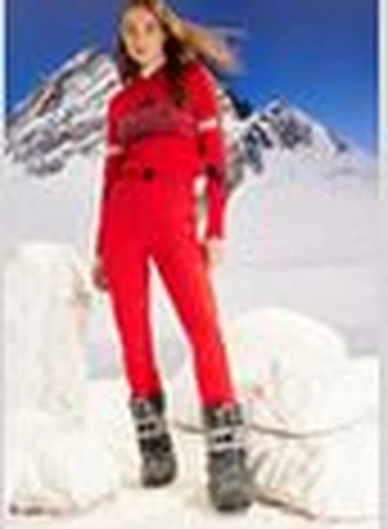 trendyol Winter Essentials Red Water Repellent Parachute Fabric Waist Belted Ski Trousers THMAW24EA00001