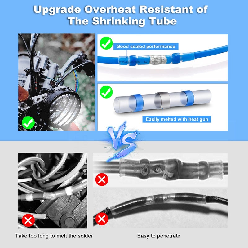 Kuject 200PCS Solder Seal Heat Shrink Butt Connectors, Waterproof Wire Connectors Kit Electrical Terminals, Solderless Insulated Wire Splice Cable Connector for Marine Automotive Boat Truck - Image 3
