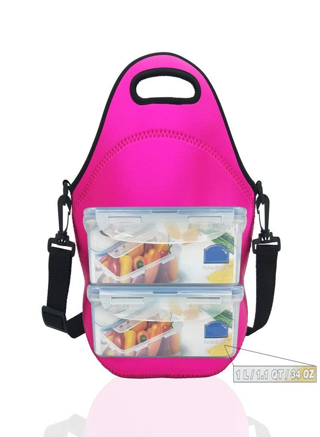 YIDA Neoprene Insulated Lunch bag, Lunch tote Boxes Bags for Women Men Work Office School Picnic Travel (Rose Red) - Image 5
