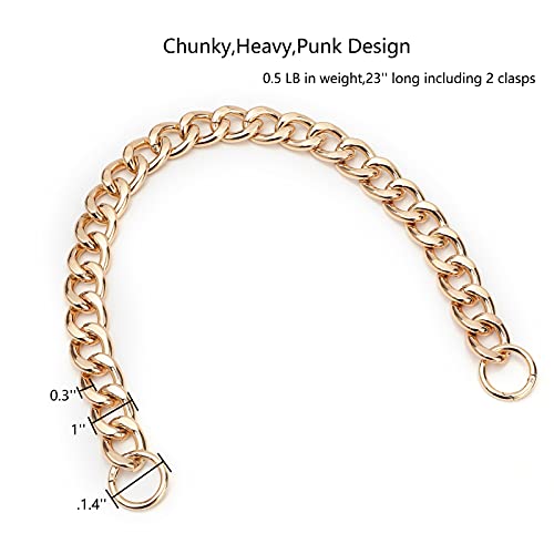 Xiazw DIY Heavy Chunky Aluminum Metal Purse Handle Bag Chain Charms Strap Replacement Handbag Accessories Decoration (Shiny Gold) - Image 2