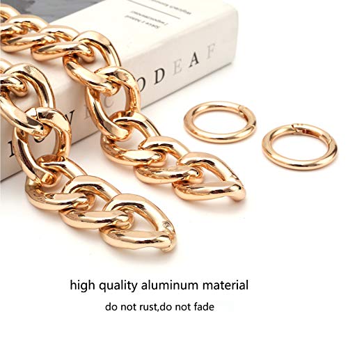Xiazw DIY Heavy Chunky Aluminum Metal Purse Handle Bag Chain Charms Strap Replacement Handbag Accessories Decoration (Shiny Gold) - Image 3