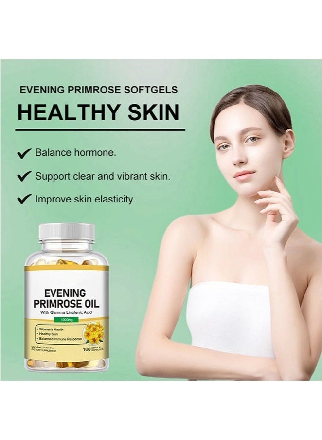 Daynee Evening Primrose Oil with Gamma Linolenic Acid 100 Softgel Capsules, Lmprove Skin Elastic Ity, Balanced Immune Response  - Image 2