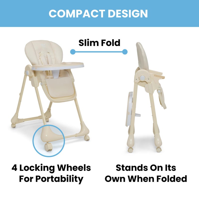 Delta CHILDREN Little Folks by Delta Children 2-in-1 SlimFold High Chair for Babies and Toddlers, Cream - Image 3