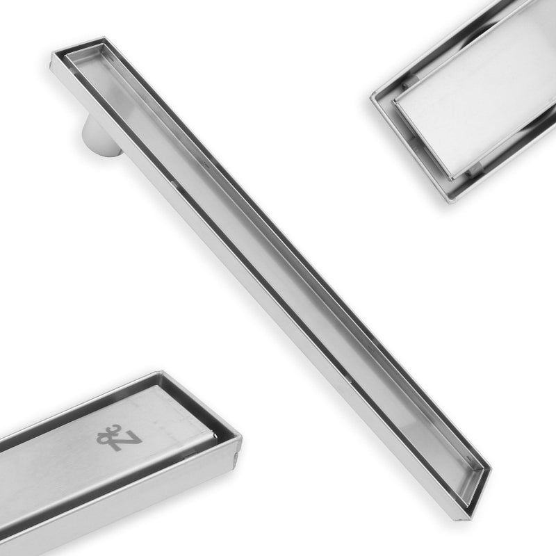 ZOIC Linear Stealth Tile Insert Floor Grate Bathroom Shower Waste Drain 304 Stainless Steel Side Outlet 31.49 Inches (800MM) - Image 3