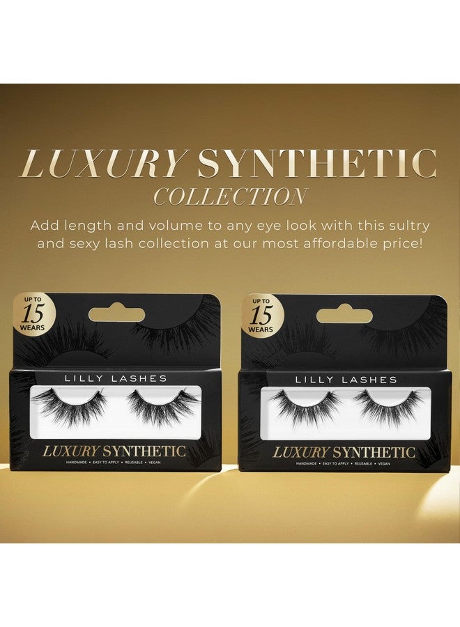 Lilly Lashes Luxury Synthetic Drama False Eyelashes - Full Length Lash Extension 17Mm - Bold Look & Dramatic Volume - Round Shape - Reusable Fake Lashes 15X - Lash Glue Not Included (Swanky) - Image 1