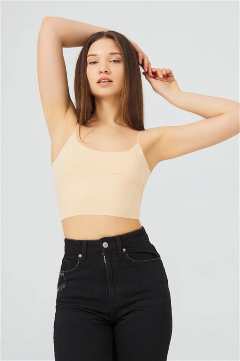 COTTONHILL Skin Adjustable Thin Straps Laser Cut Women's Crop Bustier