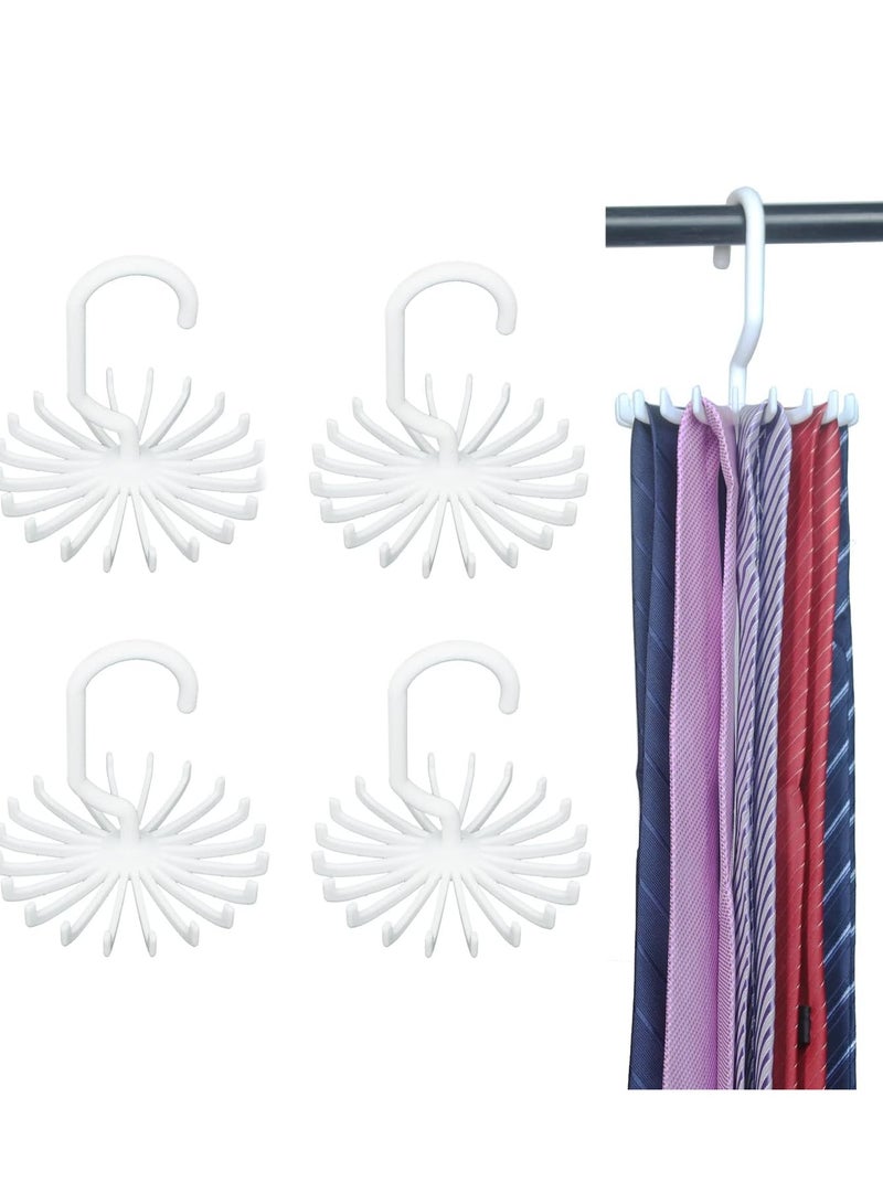 4 Pack Multifunctional Tie Rack, 20-Claw Hanger, Rotating Belt Scarf Hanger Holder Hook for Closet Storage  - Image 1