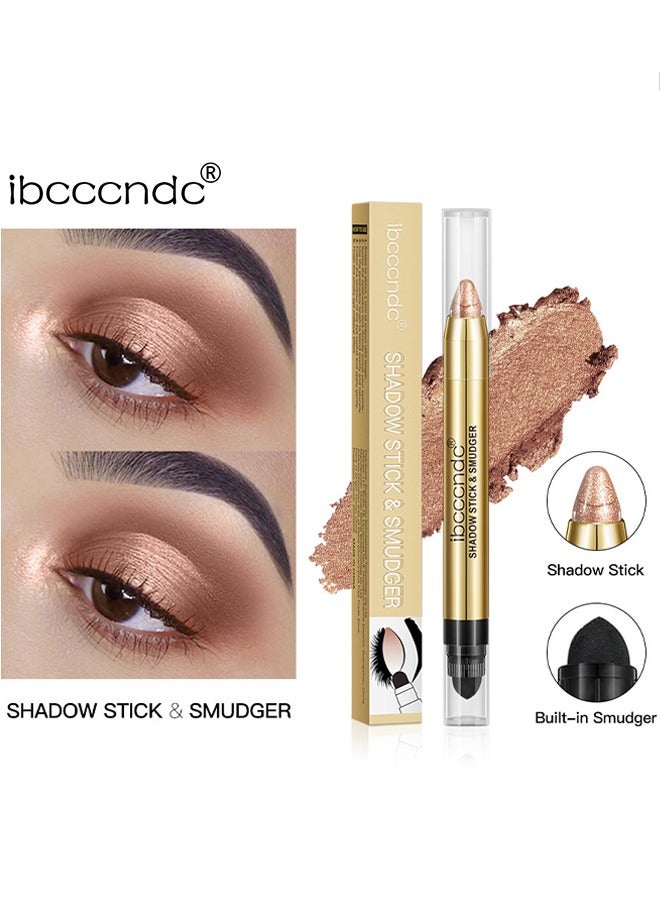 ibcccndc Eyeshadow Stick, Shimmer-Cream Eye Shadow Pencil, Eye Shadow Sticks Long-Lasting Waterproof, Glitter Eyeshadows Stick With Soft Brush For Eyeshadows Makeup - Image 1