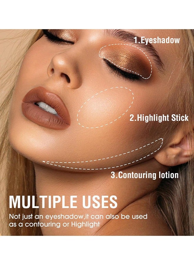 ibcccndc Eyeshadow Stick, Shimmer-Cream Eye Shadow Pencil, Eye Shadow Sticks Long-Lasting Waterproof, Glitter Eyeshadows Stick With Soft Brush For Eyeshadows Makeup - Image 4