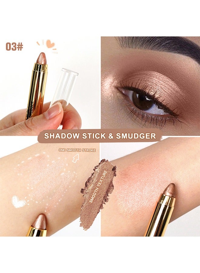 ibcccndc Eyeshadow Stick, Shimmer-Cream Eye Shadow Pencil, Eye Shadow Sticks Long-Lasting Waterproof, Glitter Eyeshadows Stick With Soft Brush For Eyeshadows Makeup - Image 2