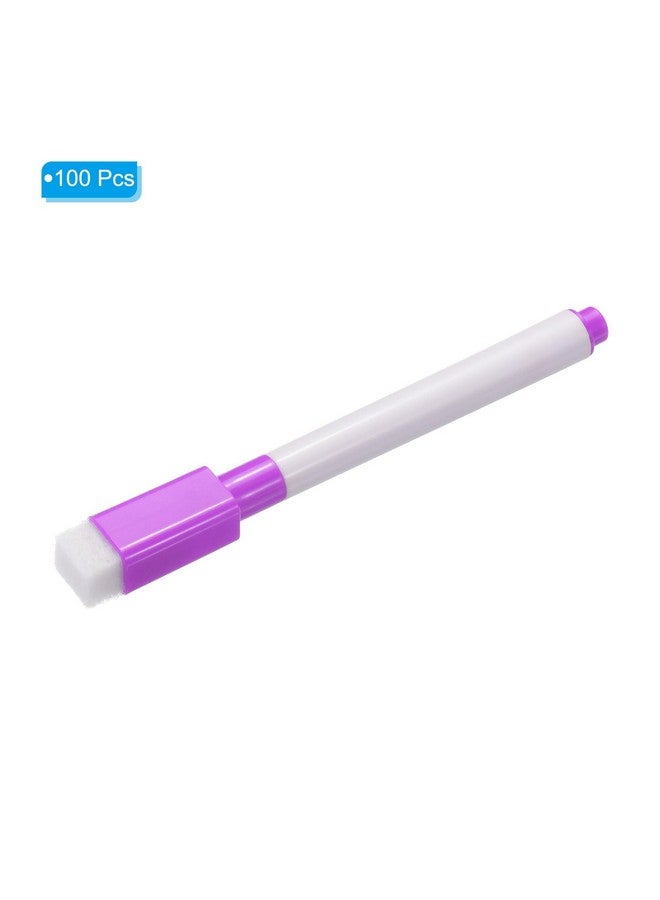 PATIKIL Dry Erase Marker Pens, 100 Pack Purple Ink Fine Point Low Odor Whiteboard With Eraser Cap For Office Home Classroom, White Pen Rod - Image 3