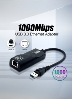 Generic USB 3.0 Ethernet Adapter USB to RJ45 Network 1000Mbps Gigabit LAN Ethernet Internet Adapter Compatible with MacBook, PC, Switch, Surface, Windows 11/10/8.1/8/7, MAC OS, IOS, Black  - Image 1