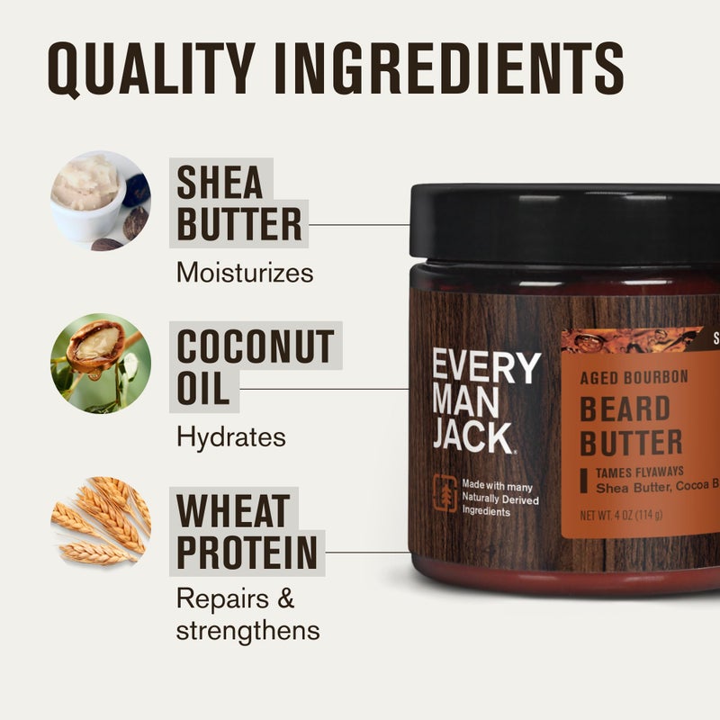 Every Man Jack Beard Butter- Aged Bourbon Fragrance - Hydrates and Styles Dry, Unruly Beards While Relieving Itch - Naturally Derived with Shea Butter and Coconut Oil - 4-ounce (2 Pack) - Image 5