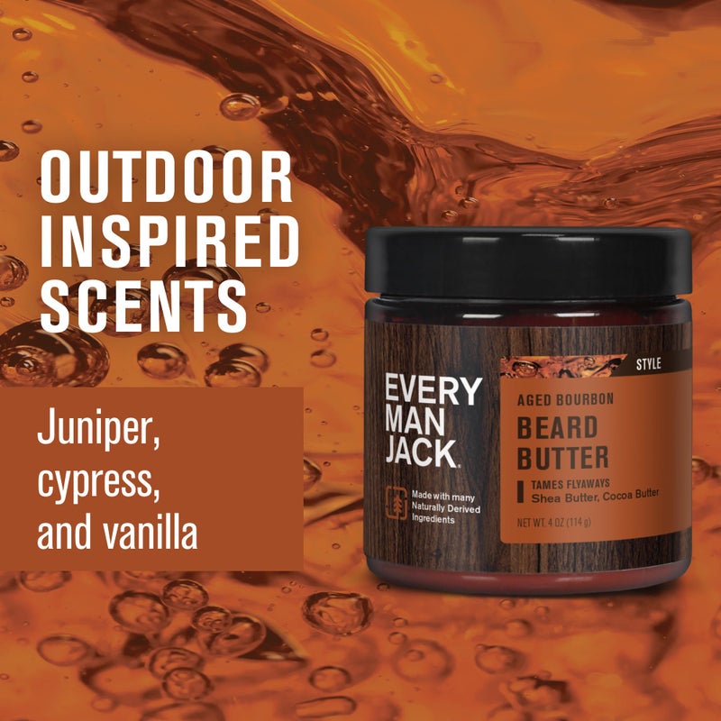 Every Man Jack Beard Butter- Aged Bourbon Fragrance - Hydrates and Styles Dry, Unruly Beards While Relieving Itch - Naturally Derived with Shea Butter and Coconut Oil - 4-ounce (2 Pack) - Image 3
