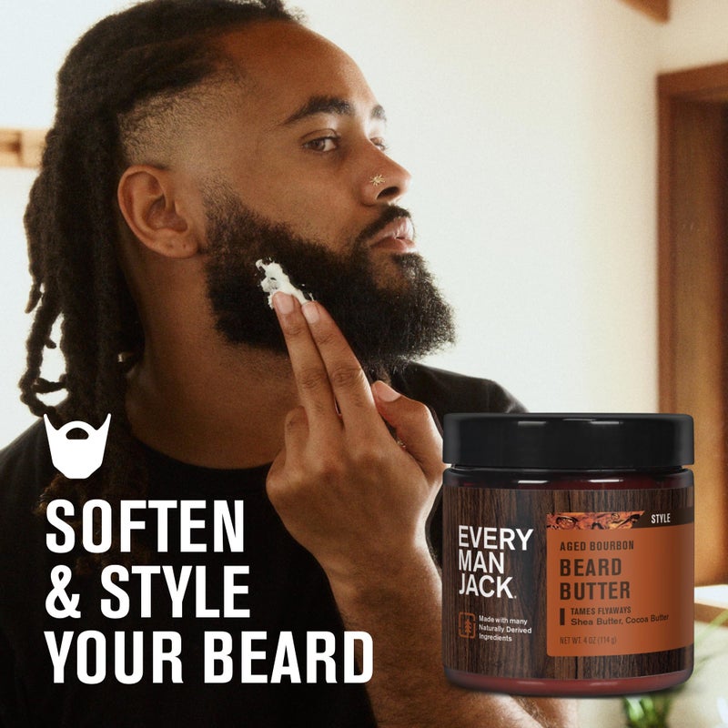 Every Man Jack Beard Butter- Aged Bourbon Fragrance - Hydrates and Styles Dry, Unruly Beards While Relieving Itch - Naturally Derived with Shea Butter and Coconut Oil - 4-ounce (2 Pack) - Image 2
