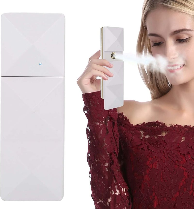 Portable USB Nano Handy Mist Spray Humidifier Face Hydration Atomization Sprayer Quick Finest Fog Moisturizing Skin No Makeup Ruin for Dry Sensitive Skin ABS White Gold Blac (Lotus White) - Image 5