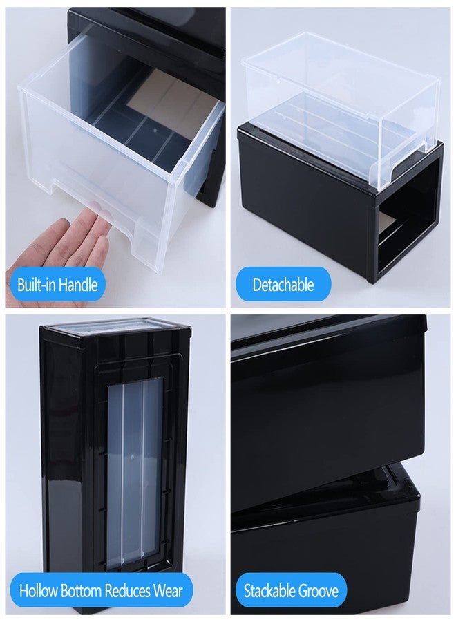 Hespama 6.5 Quart Plastic Stacking Storage Drawer, 3 Pack Desktop Storage Drawer, Black - Image 5