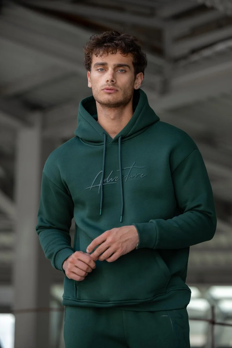 Pobudo Oversize Dark Green Hooded Tracksuit