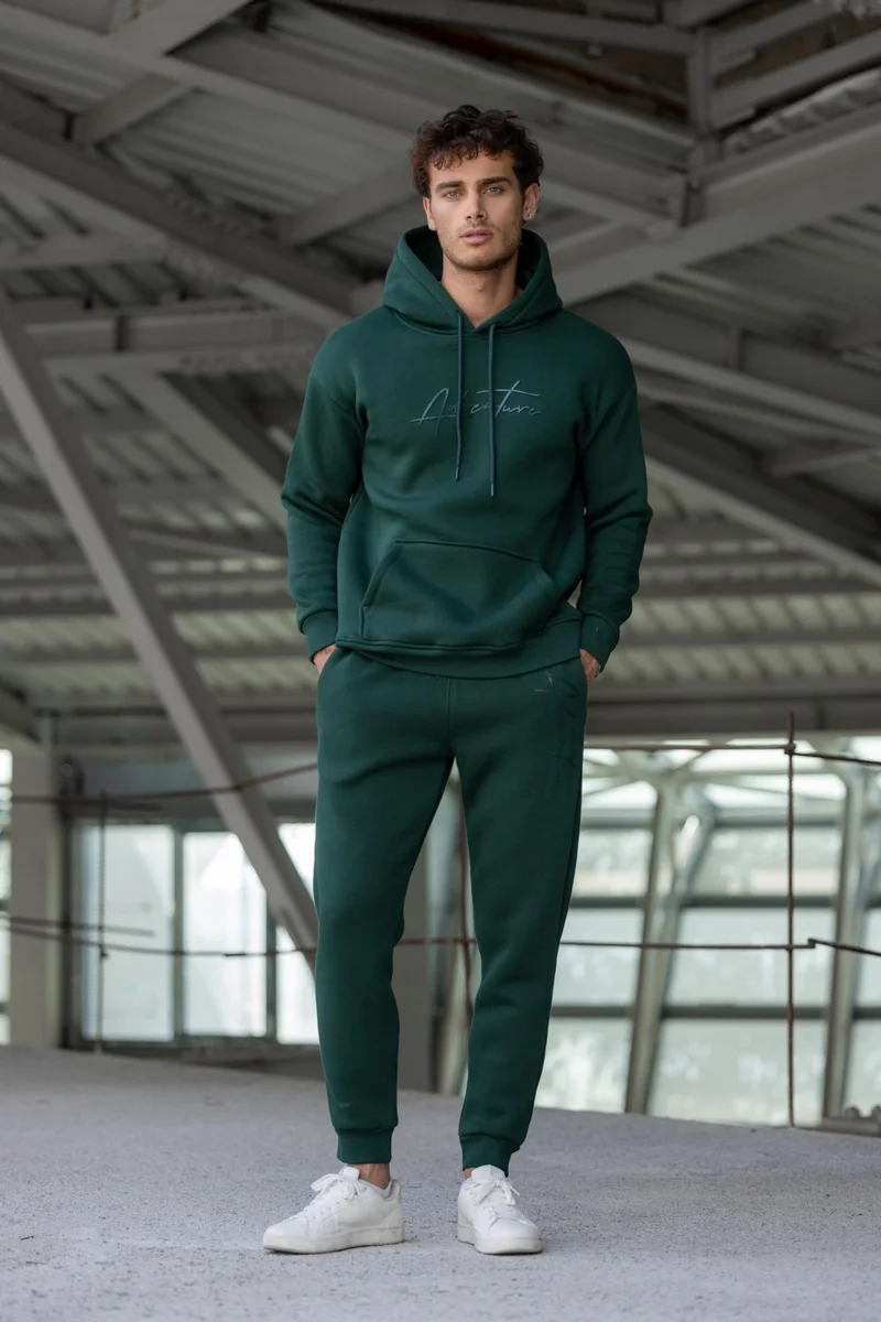 Pobudo Oversize Dark Green Hooded Tracksuit