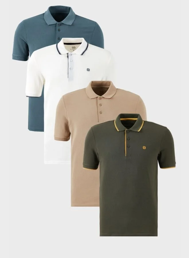 بوراتي تيشيرت رجالي بولو قطن بياقة بأزرار  قطع