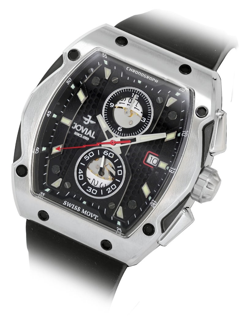 JOVIAL  1525GSRC13E, Bold Chronograph Design
Striking tonneau case, Swiss movement, and full chronograph function—built for a bold, sporty look with precision timing.