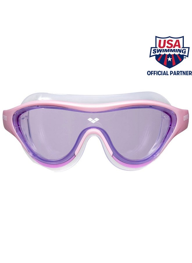 arena نظارات السباحة للشباب غير محددة الجنس - قناع السباحة الصغير المثالي للأولاد والبنات من عمر 6 إلى 12 سنة بعدسة غير عاكسة مثالية لصيف البرك باللون الوردي/الأرجواني - Image 3