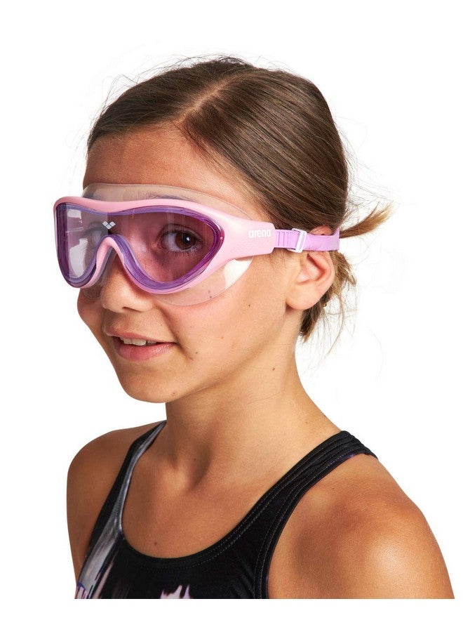 arena نظارات السباحة للشباب غير محددة الجنس - قناع السباحة الصغير المثالي للأولاد والبنات من عمر 6 إلى 12 سنة بعدسة غير عاكسة مثالية لصيف البرك باللون الوردي/الأرجواني - Image 5