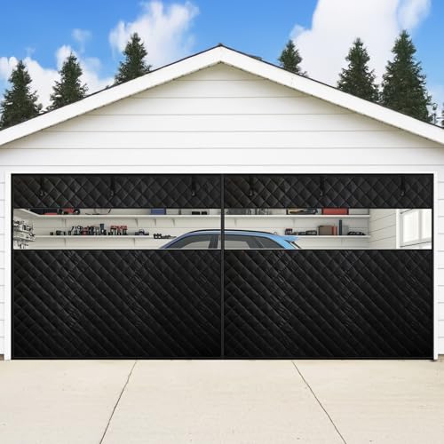 Homealexa Thermal Insulated Garage Door Curtain with Clear Window, 16ft x 7ft Winter Door Cover for 2 Car Garage Heat Insulation with Thicken Polyester Fiberfill & Durable Oxford Fabric, Waterproof - Image 1