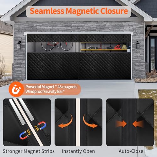 Homealexa Thermal Insulated Garage Door Curtain with Clear Window, 16ft x 7ft Winter Door Cover for 2 Car Garage Heat Insulation with Thicken Polyester Fiberfill & Durable Oxford Fabric, Waterproof - Image 5