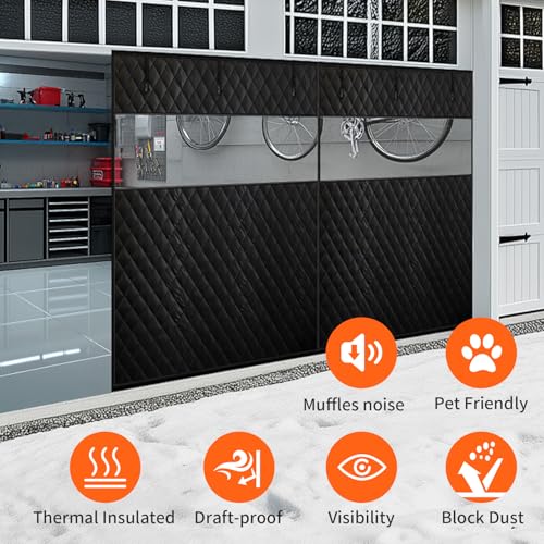 Homealexa Thermal Insulated Garage Door Curtain with Clear Window, 16ft x 7ft Winter Door Cover for 2 Car Garage Heat Insulation with Thicken Polyester Fiberfill & Durable Oxford Fabric, Waterproof - Image 4