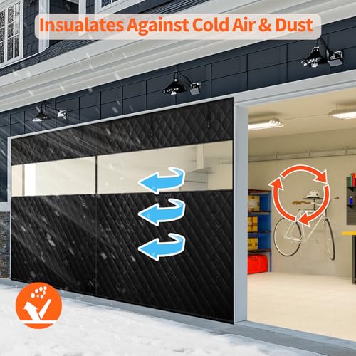 Homealexa Thermal Insulated Garage Door Curtain with Clear Window, 16ft x 7ft Winter Door Cover for 2 Car Garage Heat Insulation with Thicken Polyester Fiberfill & Durable Oxford Fabric, Waterproof - Image 3