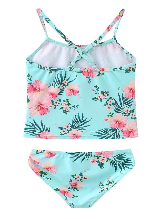 HowJoJo Big Girls Two Piece Tankini Swimsuit Green Floral Bathing Suit Swimwear Size 12/10-12 - Image 4