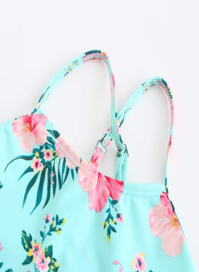 HowJoJo Big Girls Two Piece Tankini Swimsuit Green Floral Bathing Suit Swimwear Size 12/10-12 - Image 5