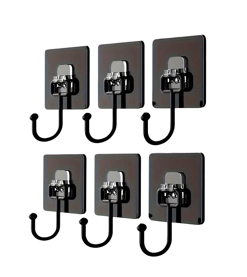 10Pcs Strong Adhesive Wall Hooks With Strips No Drill Kitchen Bathroom - Image 1