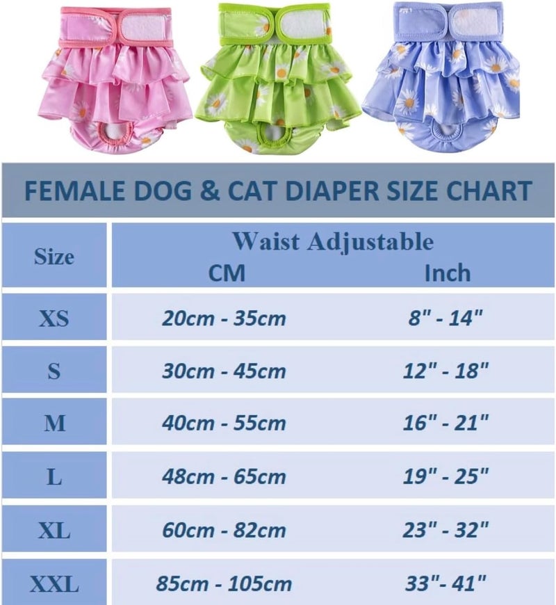 KUTKUT Female Dog Adjustable Diapers Reusable Washable Super Absorbency Leak-Proof Dog Nappie Dresses for Dogs in Heat, Period or Excitable Urination, Sanitary Panties Dress (Size: L) - Image 5
