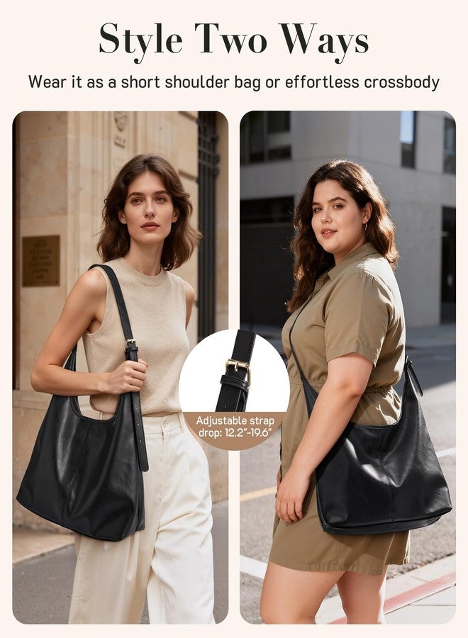 Missnine Hobo Bags Purses for Women, Soft Shoulder Bag Vegan Leather Tote Crossbody Purse Ladies Slouchy Handbag with Pouch, Coffee - Image 4