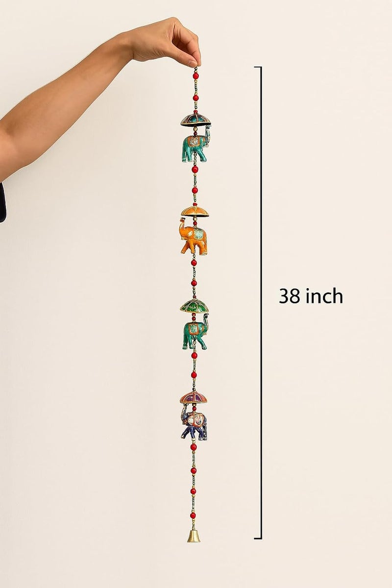 CDM Handcrafted Rajasthani Wall Hanging | Ethnic Decorative Hanging with Beads & Bell | Home Decor for Door, Wall, Balcony - Image 3