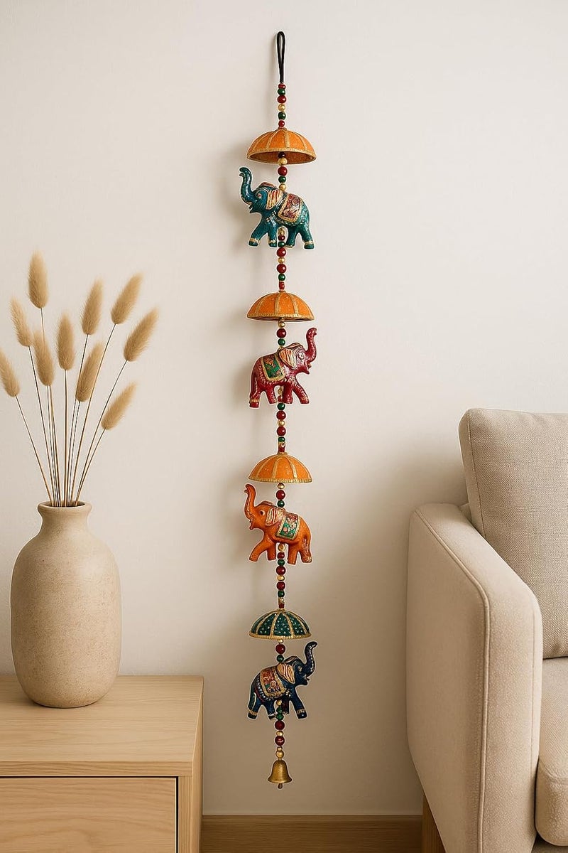 CDM Handcrafted Rajasthani Wall Hanging | Ethnic Decorative Hanging with Beads & Bell | Home Decor for Door, Wall, Balcony - Image 2