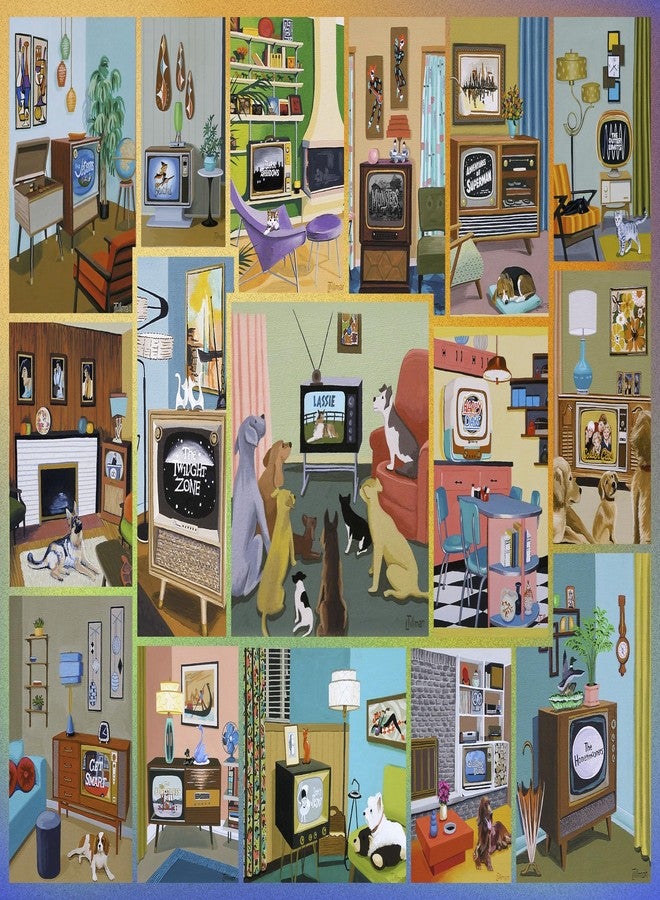 Retro TV 1000 Piece Jigsaw Puzzle with Linda Tillman Mid-Century Modern Illustration