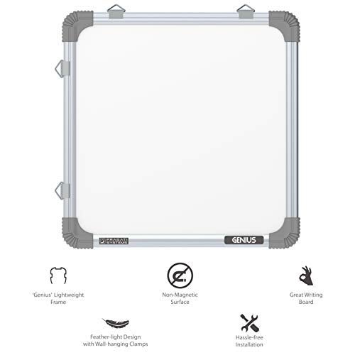 Pragati Systems Genius Melamine (Non-Magnetic) Whiteboard for Kids & Home with Lightweight Aluminium Frame | Portable & Featherlight Dry Erase Board | Extra Small Size 1x1 Feet (Pack of 1) - Image 4