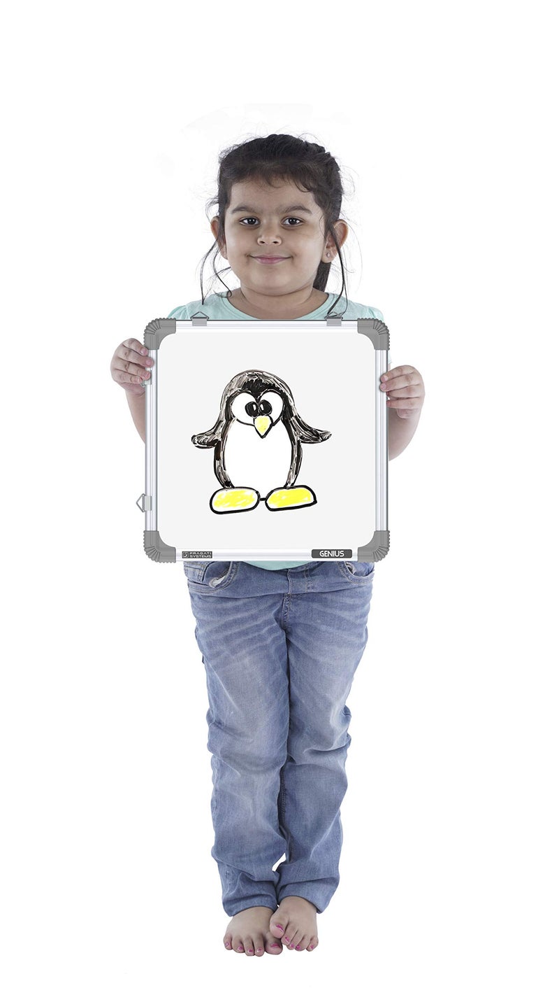 Pragati Systems Genius Melamine (Non-Magnetic) Whiteboard for Kids & Home with Lightweight Aluminium Frame | Portable & Featherlight Dry Erase Board | Extra Small Size 1x1 Feet (Pack of 1) - Image 3