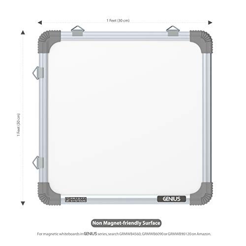 Pragati Systems Genius Melamine (Non-Magnetic) Whiteboard for Kids & Home with Lightweight Aluminium Frame | Portable & Featherlight Dry Erase Board | Extra Small Size 1x1 Feet (Pack of 1) - Image 2