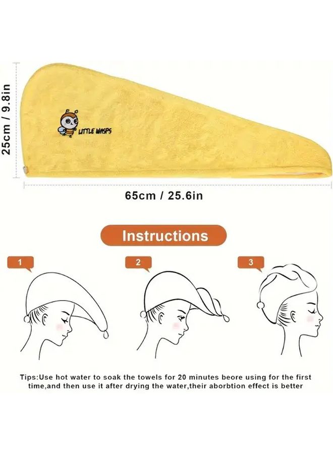 Soft Cute Pig Blue Hair Towel With Button Super Absorbent Quick Dry Wrap - Image 3