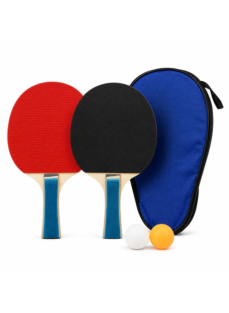 Jie_Ling Table Tennis Set with 2 Paddles, 2 Balls and Zippered Carry Case - Image 1