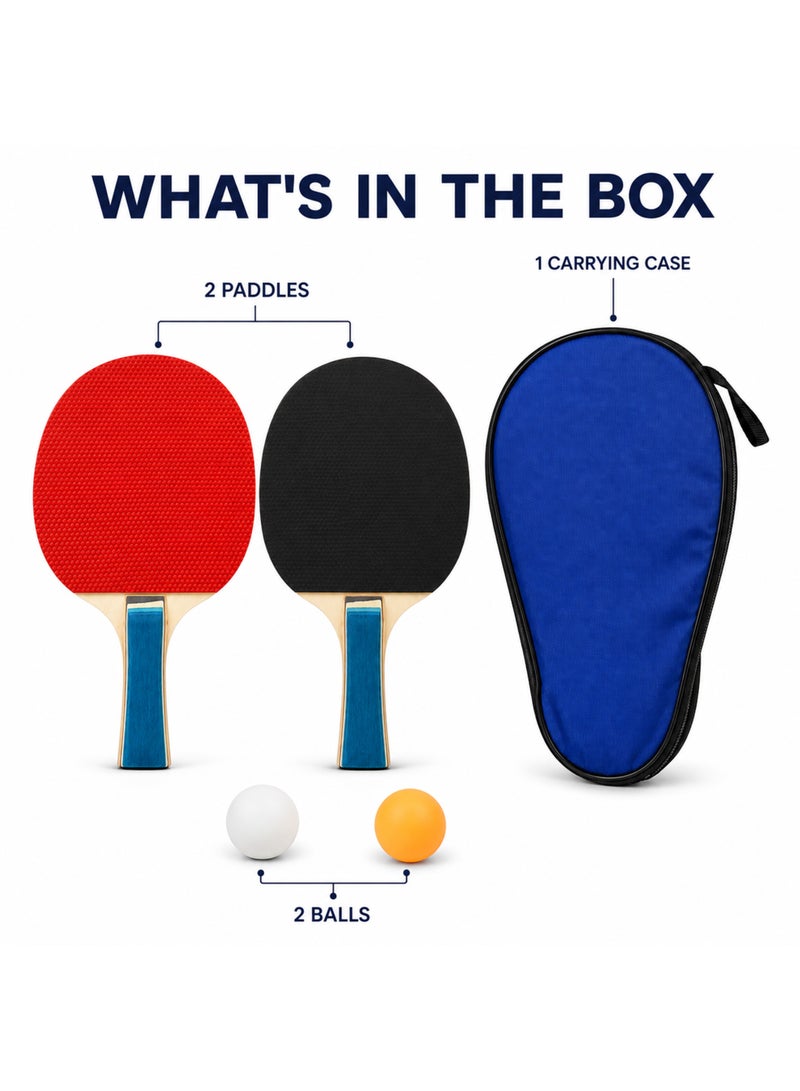 Jie_Ling Table Tennis Set with 2 Paddles, 2 Balls and Zippered Carry Case - Image 4