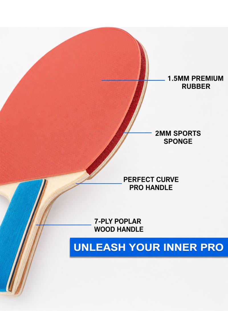 Jie_Ling Table Tennis Set with 2 Paddles, 2 Balls and Zippered Carry Case - Image 3