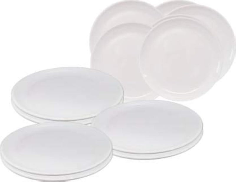 URMILA PLASTIC Plastic Round Plate 7 Quarter Plate Set of 12 White - Image 1