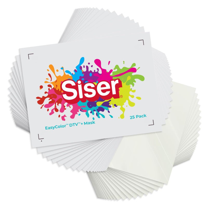 حزمة SISER EasyColor DTV و TTD Easy Mask 84 x 11 متوافقة مع طابعة نفث الحبر من الفينيل القابل للتحويل الحراري 25 ورقة من كل منها