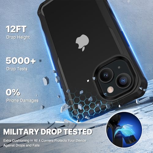 CENHUFO Privacy for iPhone 15 Case, Full Body Phone Case with Built-in 9H Tempered Glass Privacy Screen Protector and Camera Lens Protector, Anti Peep Spy Shockproof Bumper Clear Cover - Black - Image 4